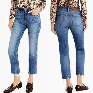 J. Crew Slim Broken in boyfriend jean with chewed hems size 26